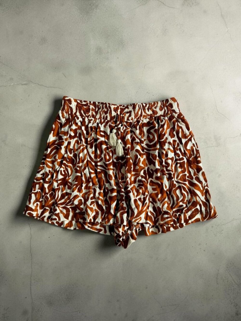 ELAN Brown Cream Printed Shorts Size Large NEW NWT